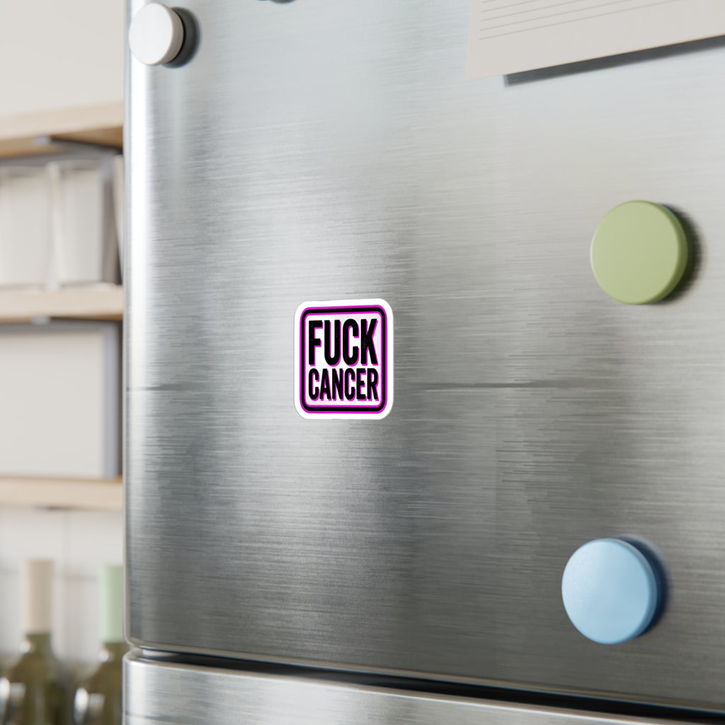 Fuck Cancer Vinyl Sticker — Bold Kiss-Cut Decal (Pink Border)