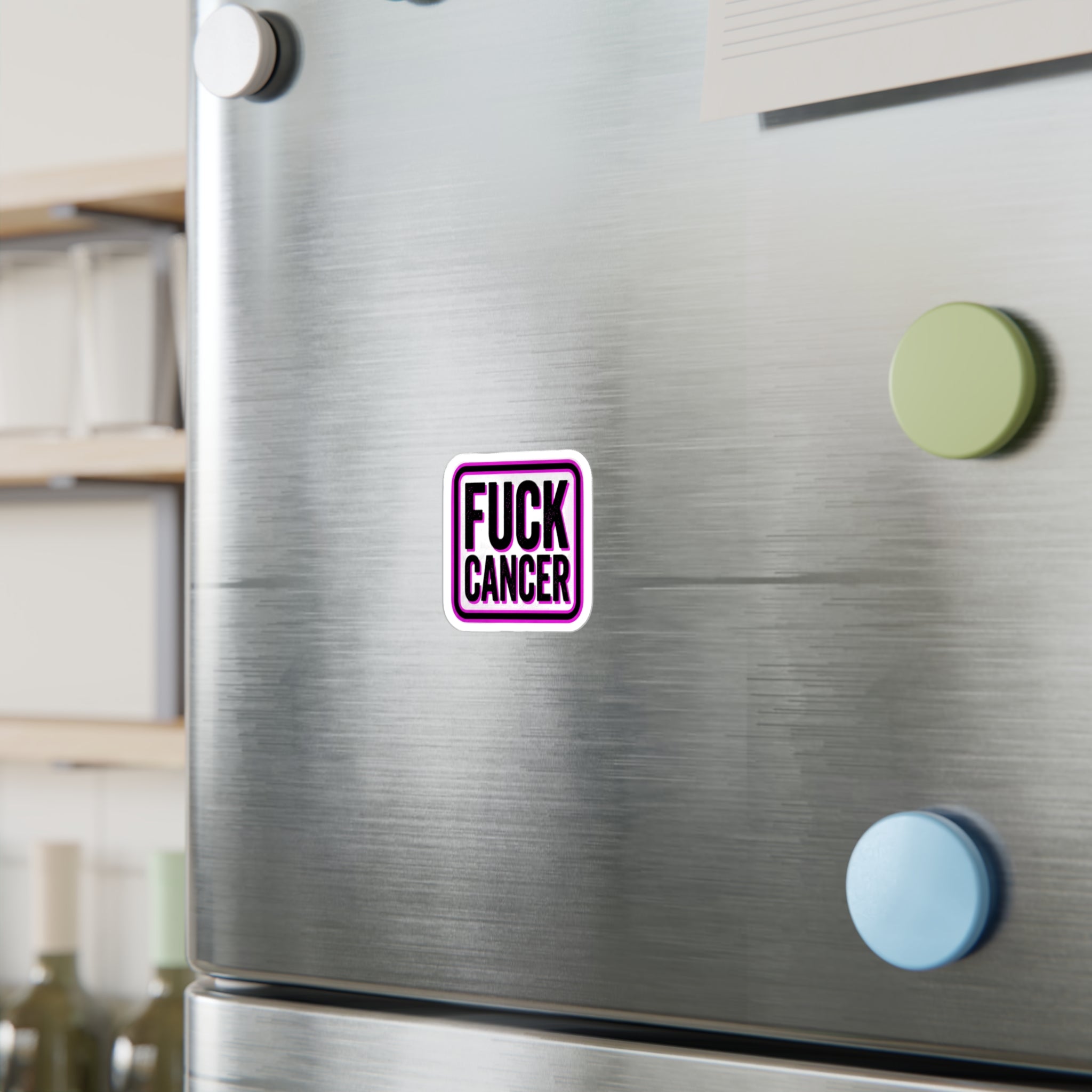 Fuck Cancer Vinyl Sticker — Bold Kiss-Cut Decal (Pink Border)