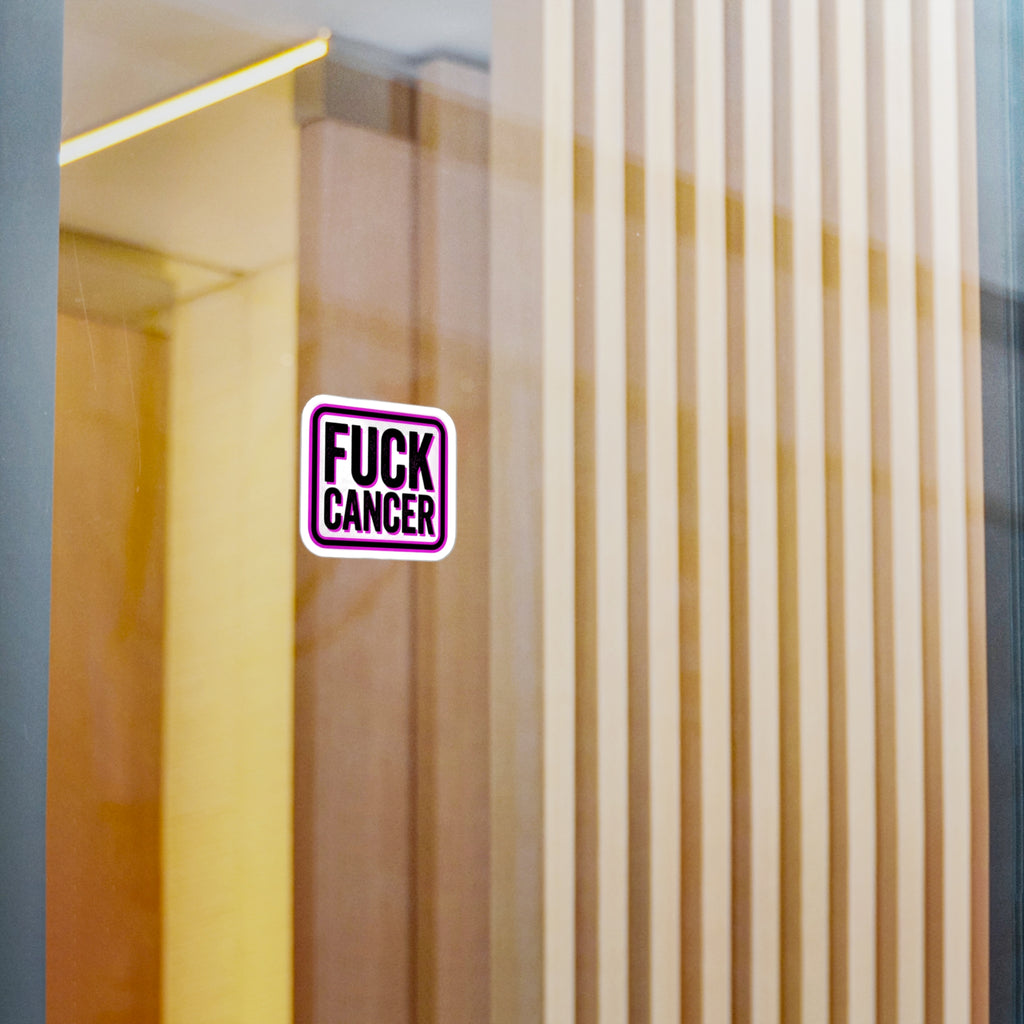 Fuck Cancer Vinyl Sticker — Bold Kiss-Cut Decal (Pink Border)