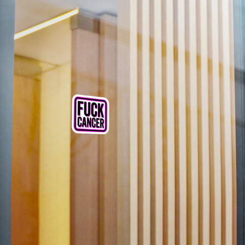 Fuck Cancer Vinyl Sticker — Bold Kiss-Cut Decal (Pink Border)